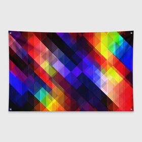 Флаг-баннер с принтом Горен в Рязани, 100% полиэстер | размер 67 х 109 см, плотность ткани — 95 г/м2; по краям флага есть четыре люверса для крепления | abstraction | colorful | cubes | obliquely | stripes | texture | абстракция | кубы | наискось | полосы | разноцветный | текстура