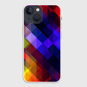 Чехол для iPhone 13 mini с принтом Горен в Рязани,  |  | abstraction | colorful | cubes | obliquely | stripes | texture | абстракция | кубы | наискось | полосы | разноцветный | текстура