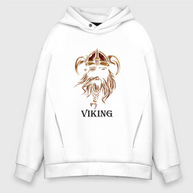 Мужское худи Oversize хлопок с принтом Viking в Рязани, френч-терри — 70% хлопок, 30% полиэстер. Мягкий теплый начес внутри —100% хлопок | боковые карманы, эластичные манжеты и нижняя кромка, капюшон на магнитной кнопке | bandage | beard | helmet | борода | повязка | усы | шлем