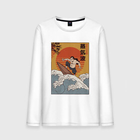 Мужской лонгслив хлопок с принтом Samurai Surfing в Рязани, 100% хлопок |  | art | big | great | hokusai | illustration | japan | japanese | kanagawa | retrowave | sumo | surf | tsunami | vaportave | wave | yamato | гравюра | иллюстрация | искусство | самурай | серфинг | сумо | укиё э | цунами | ямато э | япония | японс