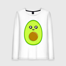 Женский лонгслив хлопок с принтом Avocado Kawaii в Рязани, 100% хлопок |  | avocado | avokado | kawai | kawaii | авакадо | авокадо | каваи | кавай | кавайи | кавайный | милые создания | мимими | мимишный | овокадо | персея | растения | рисунок | фрукт | фрукты