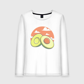 Женский лонгслив хлопок с принтом Avocado в Рязани, 100% хлопок |  | avocado | avokado | kawai | kawaii | авакадо | авокадо | каваи | кавай | кавайи | кавайный | милые создания | мимими | мимишный | облака | облако | овокадо | персея | растения | рисунок | фрукт | фрукты