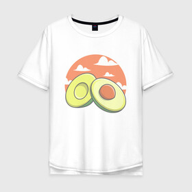 Мужская футболка хлопок Oversize с принтом Avocado в Рязани, 100% хлопок | свободный крой, круглый ворот, “спинка” длиннее передней части | avocado | avokado | kawai | kawaii | авакадо | авокадо | каваи | кавай | кавайи | кавайный | милые создания | мимими | мимишный | облака | облако | овокадо | персея | растения | рисунок | фрукт | фрукты