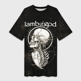 Платье-футболка 3D с принтом Lamb of God в Рязани,  |  | Тематика изображения на принте: death metal | lamb of god | metal | группы | дэт метал | метал | скелет | череп