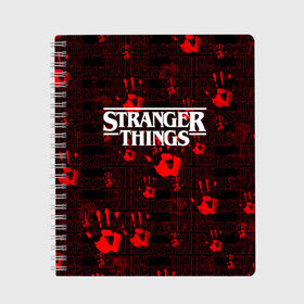 Тетрадь с принтом Stranger Things. в Рязани, 100% бумага | 48 листов, плотность листов — 60 г/м2, плотность картонной обложки — 250 г/м2. Листы скреплены сбоку удобной пружинной спиралью. Уголки страниц и обложки скругленные. Цвет линий — светло-серый
 | normal people scare me | stranger things | детектив | драма | кино | очень странные дела | сериалы | странгер тхингс | триллер | уилл | фантастика | фильмы | хоукинс