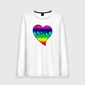 Мужской лонгслив хлопок с принтом Rainbow Love в Рязани, 100% хлопок |  | heart | love is | love you | valentines day | бабушка | валентинка | влюбленные | девушке | жена | лучшая | любимая | люблю | любовь | мама | молодожены | подарок | радуга | радужный | романтика | свадебные | свадьба