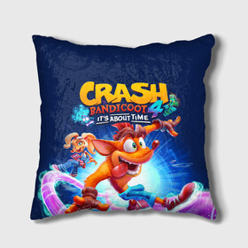 Подушка 3D с принтом Crash Bandicoot в Рязани, наволочка – 100% полиэстер, наполнитель – холлофайбер (легкий наполнитель, не вызывает аллергию). | состоит из подушки и наволочки. Наволочка на молнии, легко снимается для стирки | aku aku | crash bandicoot | бандикут | игры | крэш бандикут