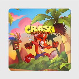 Магнит виниловый Квадрат с принтом Crash Bandicoot в Рязани, полимерный материал с магнитным слоем | размер 9*9 см, закругленные углы | aku aku | crash bandicoot | бандикут | игры | крэш бандикут