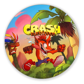 Коврик для мышки круглый с принтом Crash Bandicoot в Рязани, резина и полиэстер | круглая форма, изображение наносится на всю лицевую часть | aku aku | crash bandicoot | бандикут | игры | крэш бандикут