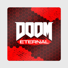 Магнит виниловый Квадрат с принтом DOOM ETERNAL / ДУМ ЭТЕРНАЛ в Рязани, полимерный материал с магнитным слоем | размер 9*9 см, закругленные углы | bfg | brutal | doom | eternal | ethernal | game | games | logo | дум | игра | игры | лого | логотип | логотипы | символ | символы | этернал