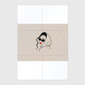 Магнитный плакат 2Х3 с принтом Модная девушка в очках в Рязани, Полимерный материал с магнитным слоем | 6 деталей размером 9*9 см | беж | брюнетка | гламур | девушка | красота | лицо | мода | очки | помада