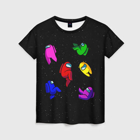 Женская футболка 3D с принтом Among Us в Рязани, 100% полиэфир ( синтетическое хлопкоподобное полотно) | прямой крой, круглый вырез горловины, длина до линии бедер | among | among us | crewmate | game | impistor | space | us | vote | выживший | игра | космос | невиновный | предатель | самозванец