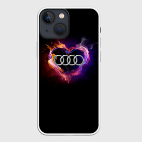 Чехол для iPhone 13 mini с принтом Audi в Рязани,  |  | audi | audi в сердце | audi лого | audi марка | audi эмблема | love audi | ауди | ауди значок | ауди лого | ауди чб значок | ауди эмблема | горящее сердце | значок audi | лого автомобиля | логотип audi | логотип ауди