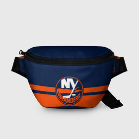 Поясная сумка 3D с принтом NY ISLANDERS NHL в Рязани, 100% полиэстер | плотная ткань, ремень с регулируемой длиной, внутри несколько карманов для мелочей, основное отделение и карман с обратной стороны сумки застегиваются на молнию | hockey | islanders | logo | new york | ny | sport | usa | исландерс | логотип | нхл | нью йорк | спорт | хоккей