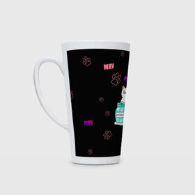 Кружка Латте с принтом Котик-антидепрессант в Рязани, Белая керамика | Объем 480 мл; Высота 150 мм; Диаметр 90 мм | антидепрессант | девушкам | кис кис | киска | кот | котейка | котик | котэ | лапки | милый | милый котик | мягкие лапки | мяу | отпечаток | прикольный кот | усы | ушки | хвостик