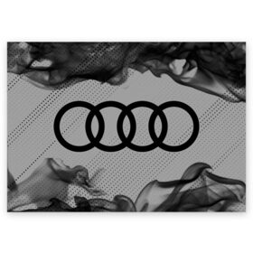 Поздравительная открытка с принтом AUDI / АУДИ в Рязани, 100% бумага | плотность бумаги 280 г/м2, матовая, на обратной стороне линовка и место для марки
 | Тематика изображения на принте: audi | auto | felb | logo | moto | quattro | sport | symbol | авто | автомобильные | ауди | кватро | кольца | лого | логотип | логотипы | марка | мото | символ | спорт | фгвш | шильдик