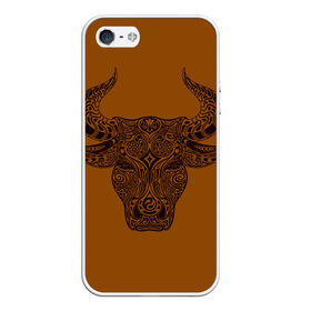 Чехол для iPhone 5/5S матовый с принтом Святая корова в Рязани, Силикон | Область печати: задняя сторона чехла, без боковых панелей | голова быка | голова коровы | инь янь. | корова | татуировки | узоры