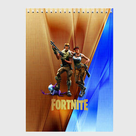 Скетчбук с принтом FORTNITE ФОРТНАЙТ GOLD (S) в Рязани, 100% бумага
 | 48 листов, плотность листов — 100 г/м2, плотность картонной обложки — 250 г/м2. Листы скреплены сверху удобной пружинной спиралью | Тематика изображения на принте: 2019 | battle royale | chapter 2 | epic games | fortnite | game | season x | zombie | зомби | фортнайт