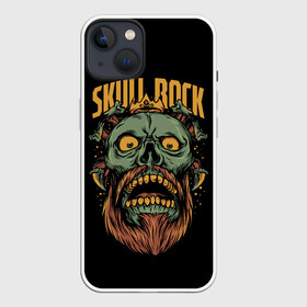 Чехол для iPhone 13 с принтом Skull Rock в Рязани,  |  | art | beard | eyes | music | rock | skull | teeth | арт | борода | глаза | зубы | музыка | рок | череп