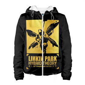 Женская куртка 3D с принтом Hybrid Theory 20th Anniversary в Рязани, ткань верха — 100% полиэстер, подклад — флис | прямой крой, подол и капюшон оформлены резинкой с фиксаторами, два кармана без застежек по бокам, один большой потайной карман на груди. Карман на груди застегивается на липучку | chester bennington | hybrid theory | linkin park | rock | беннингтон | линкин парк | рок | честер