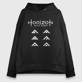 Женское худи Oversize хлопок с принтом HORIZON ZERO DAWN в Рязани, френч-терри — 70% хлопок, 30% полиэстер. Мягкий теплый начес внутри —100% хлопок | боковые карманы, эластичные манжеты и нижняя кромка, капюшон на магнитной кнопке | game | horizon zero 2 | horizon zero dawn | древний арсенал | игра. | хоризон | хоризон 2 | хоризон зеро давн