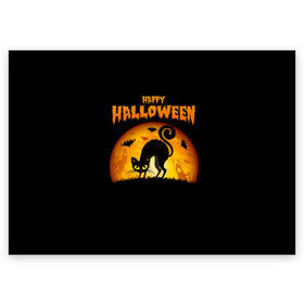 Поздравительная открытка с принтом Helloween в Рязани, 100% бумага | плотность бумаги 280 г/м2, матовая, на обратной стороне линовка и место для марки
 | halloween | ведьма | летучая мышь | полнолуние | привидение | призрак | тыква | хеллоуин | хелуин | хэллоин | хэллоуин | хэлоуин | хэлуин | черный кот