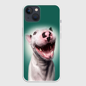 Чехол для iPhone 13 с принтом Bully в Рязани,  |  | bull terrier | ears | eyes | fangs | jaw | muzzle | nose | smile | бультерьер | глаза | клыки | нос | пасть | улыбка | уши