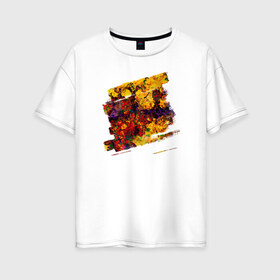 Женская футболка хлопок Oversize с принтом Взрыв цвета в Рязани, 100% хлопок | свободный крой, круглый ворот, спущенный рукав, длина до линии бедер
 | желтый | красный | синий | фиолетовый | чёрный