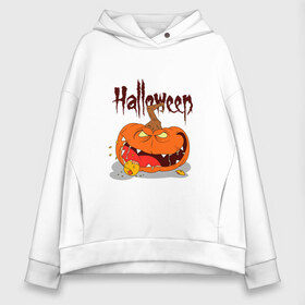 Женское худи Oversize хлопок с принтом HALLOWEEN в Рязани, френч-терри — 70% хлопок, 30% полиэстер. Мягкий теплый начес внутри —100% хлопок | боковые карманы, эластичные манжеты и нижняя кромка, капюшон на магнитной кнопке | halloween | pumpkin | арт | арт черепа | голова | голова джека | джек | мертвец | мертвецы | праздник | праздник мёртвых | сыетильник джека | тыква | хэллоуин | череп | черпа