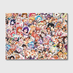Альбом для рисования с принтом Color ahegao в Рязани, 100% бумага
 | матовая бумага, плотность 200 мг. | Тематика изображения на принте: ahegao | anime | manga | аниме | ахегао | коллаж | манга | паттерн | цвет