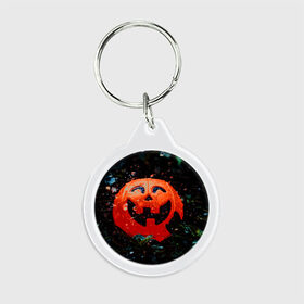 Брелок круглый с принтом Pumpkin в Рязани, пластик и полированная сталь | круглая форма, металлическое крепление в виде кольца | halloween | pumpkin head devil | тыква джек | хэллоуин