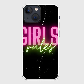 Чехол для iPhone 13 mini с принтом Девичьи правила в Рязани,  |  | гламур | девочки | девушки | женщина | мотивация | правило | розовый | цитата | чёрный