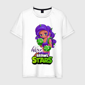 Мужская футболка хлопок с принтом Rosa Brawl Stars в Рязани, 100% хлопок | прямой крой, круглый вырез горловины, длина до линии бедер, слегка спущенное плечо. | anime | brawl | brawl stars | brawlstars | brawl_stars | panny | rosa | аниме | бравл | бравлстарс | девочка | девушка | манга | роза | роса