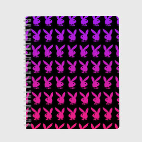 Тетрадь с принтом playboy в Рязани, 100% бумага | 48 листов, плотность листов — 60 г/м2, плотность картонной обложки — 250 г/м2. Листы скреплены сбоку удобной пружинной спиралью. Уголки страниц и обложки скругленные. Цвет линий — светло-серый
 | Тематика изображения на принте: black | pink | playboy | violet | плейбой | розовый | фиолетовый. | черный