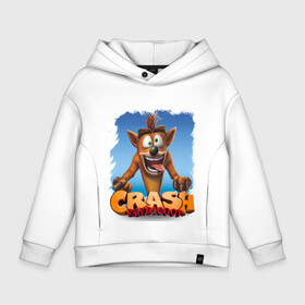 Детское худи Oversize хлопок с принтом Crash Bandicoot Red Logo | Крэш Бандикут (Z) в Рязани, френч-терри — 70% хлопок, 30% полиэстер. Мягкий теплый начес внутри —100% хлопок | боковые карманы, эластичные манжеты и нижняя кромка, капюшон на магнитной кнопке | aku aku | bandicoot | cortex | crash | crash bandicoot | dr. neo cortex | naughty dog | tornado spin | бандикут | кортекс | крэш | тавна