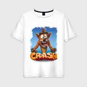 Женская футболка хлопок Oversize с принтом Crash Bandicoot Red Logo (Z) в Рязани, 100% хлопок | свободный крой, круглый ворот, спущенный рукав, длина до линии бедер
 | aku aku | bandicoot | cortex | crash | crash bandicoot | dr. neo cortex | naughty dog | tornado spin | бандикут | кортекс | крэш | тавна