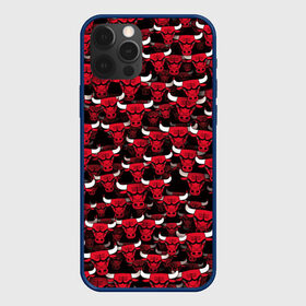 Чехол для iPhone 12 Pro с принтом Быки Chicago Bulls в Рязани, силикон | область печати: задняя сторона чехла, без боковых панелей | баскетбол | бык | корова | красный | нба | паттерн | рога | чикаго буллз