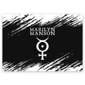 Поздравительная открытка с принтом MARILYN MANSON / М. МЭНСОН в Рязани, 100% бумага | плотность бумаги 280 г/м2, матовая, на обратной стороне линовка и место для марки
 | logo | manson | marilyn | music | rock | группа | лого | логотип | логотипы | менсон | мерилин | мерлин | музыка | мэнсон | мэрилин | рок | символ