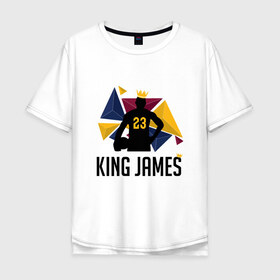 Мужская футболка хлопок Oversize с принтом King James в Рязани, 100% хлопок | свободный крой, круглый ворот, “спинка” длиннее передней части | 23 | anthony davis | basketball | bryant | game | james | kobe | lebron | los angeles | nba | sport | баскетбол | брайант | бровь | джеймс | калифорния | коби | король | леброн | лейкерс | лос анджелес | нба | спорт | тренер | чемпио