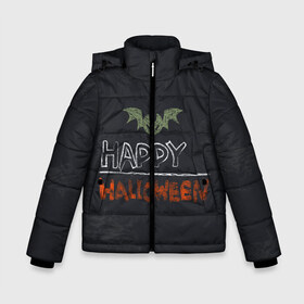 Зимняя куртка для мальчиков 3D с принтом Bat and Happy Hallowen в Рязани, ткань верха — 100% полиэстер; подклад — 100% полиэстер, утеплитель — 100% полиэстер | длина ниже бедра, удлиненная спинка, воротник стойка и отстегивающийся капюшон. Есть боковые карманы с листочкой на кнопках, утяжки по низу изделия и внутренний карман на молнии. 

Предусмотрены светоотражающий принт на спинке, радужный светоотражающий элемент на пуллере молнии и на резинке для утяжки | bat | halloween | hallowen | halowen | helloween | pumpkin | день всех святых | летучая мышь | тыква | халовен | халовин | хеллуин