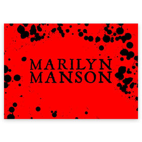 Поздравительная открытка с принтом MARILYN MANSON / М. МЭНСОН в Рязани, 100% бумага | плотность бумаги 280 г/м2, матовая, на обратной стороне линовка и место для марки
 | 