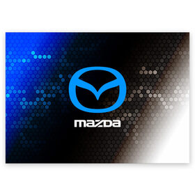 Поздравительная открытка с принтом MAZDA / Мазда в Рязани, 100% бумага | плотность бумаги 280 г/м2, матовая, на обратной стороне линовка и место для марки
 | Тематика изображения на принте: auto | logo | mazda | moto | symbol | авто | автомобиль | гонки | знак | лого | логотип | логотипы | мазда | марка | машина | мото | символ | символы