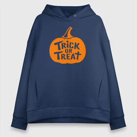 Женское худи Oversize хлопок с принтом Trick or Treat в Рязани, френч-терри — 70% хлопок, 30% полиэстер. Мягкий теплый начес внутри —100% хлопок | боковые карманы, эластичные манжеты и нижняя кромка, капюшон на магнитной кнопке | 31 октября | halloween | halowen | ведьма | день всех святых | джек | костюм | кровь | лого | монстр | надпись | праздник | приведение | призрак | светильник | символ | страшная | тыква | ужасы | хеллоуин | хеллуин