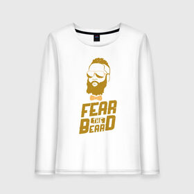 Женский лонгслив хлопок с принтом Fear The Beard в Рязани, 100% хлопок |  | basketball | beard | game | harden | houston | james | nba | rockets | sport | баскетбол | борода | джеймс | нба | рокетс | спорт | тренер | харден | хьюстон | чемпион