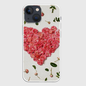 Чехол для iPhone 13 mini с принтом Сердце из роз в Рязани,  |  | бутон роз | лепестки роз | роза | розы | сердце | сердце из роз | цветы