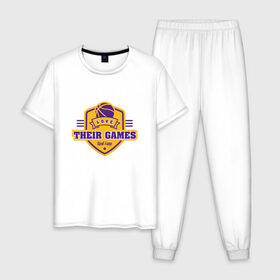 Мужская пижама хлопок с принтом Lakers Real Fans в Рязани, 100% хлопок | брюки и футболка прямого кроя, без карманов, на брюках мягкая резинка на поясе и по низу штанин
 | 23 | anthony davis | basketball | bryant | game | james | kobe | lebron | los angeles | nba | sport | баскетбол | брайант | бровь | джеймс | калифорния | коби | король | леброн | лейкерс | лос анджелес | нба | спорт | тренер | чемпио