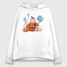 Женское худи Oversize хлопок с принтом Mishka phantoms and pumpkins в Рязани, френч-терри — 70% хлопок, 30% полиэстер. Мягкий теплый начес внутри —100% хлопок | боковые карманы, эластичные манжеты и нижняя кромка, капюшон на магнитной кнопке | bear | halloween | hallowen | halowen | helloween | mishka | phantom | phantoms | pumpkin | pumpkins | день всех святых | медведь | медвежонок | мишка | приведение | тыква | тыквы | фантомы | халовен | халовин | хеллуин