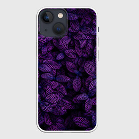 Чехол для iPhone 13 mini с принтом Purple Leaves в Рязани,  |  | Тематика изображения на принте: leaves | nature | pink | plants | purple | striped | texture | veins | жилки | листья | полосатый | природа | растения | розовый | текстура | фиолетовый