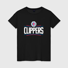 Женская футболка хлопок с принтом Los Angeles Clippers в Рязани, 100% хлопок | прямой крой, круглый вырез горловины, длина до линии бедер, слегка спущенное плечо | Тематика изображения на принте: angeles | clippers | los | nba | анджелес | баскетбол | клипперс | лос | нба