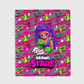 Тетрадь с принтом Rosa Brawl Stars в Рязани, 100% бумага | 48 листов, плотность листов — 60 г/м2, плотность картонной обложки — 250 г/м2. Листы скреплены сбоку удобной пружинной спиралью. Уголки страниц и обложки скругленные. Цвет линий — светло-серый
 | anime | brawl | brawl stars | brawlstars | brawl_stars | panny | rosa | аниме | бравл | бравлстарс | девочка | девушка | манга | роза | роса